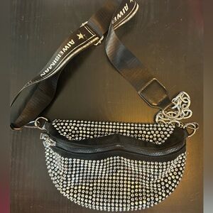 Rhinestone Embellished Black Bag
